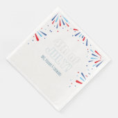 Minimalistisch Vuurwerk met Vierde van Juli Tekst Servet (Hoek)