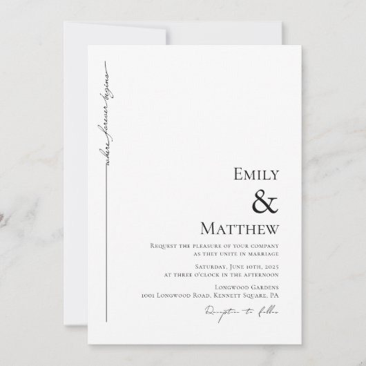 Minimalistisch, waar voor altijd de huwelijksuitno kaart (Voorkant)