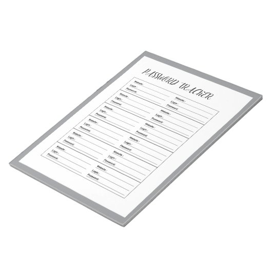 Minimalistisch wachtwoord tracker logboek notitieblok (Schuin)