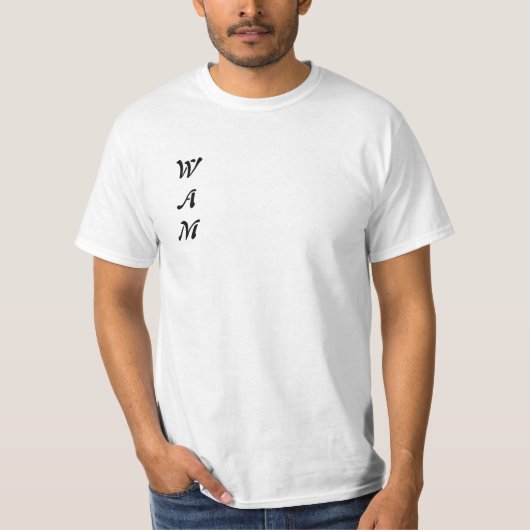 Minimalistisch ‘WAM’ wit T-shirt (Voorkant)