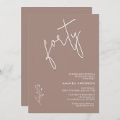 Minimalistisch Warm Bruin Boho Motief 40e Verjaard Kaart (Voorkant / Achterkant)