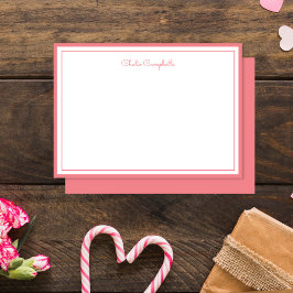 Minimalistisch warm gedempt roze, 2 Borders, handt Notitiekaartje