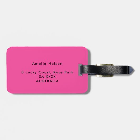 Minimalistisch, warm roze, aangepast Bagagelabel (Achterkant horizontaal)