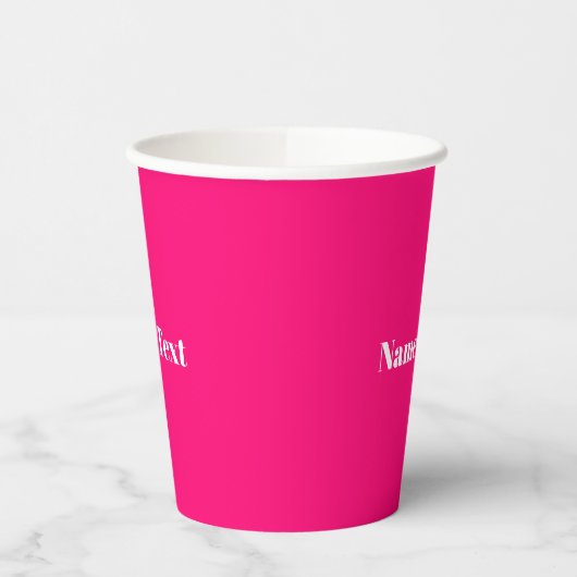Minimalistisch warm roze aangepaste tekstmonogram papieren bekers (Links)