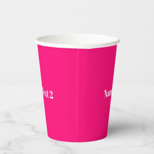 Minimalistisch warm roze aangepaste tekstmonogram papieren bekers (Rechts)