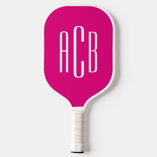 Minimalistisch warm roze en wit 3 Letter-Monogram Pickleball Paddle (Achterkant)