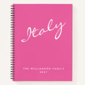 Minimalistisch warm roze script - Aangepast reizen Notitieboek (Voorkant)
