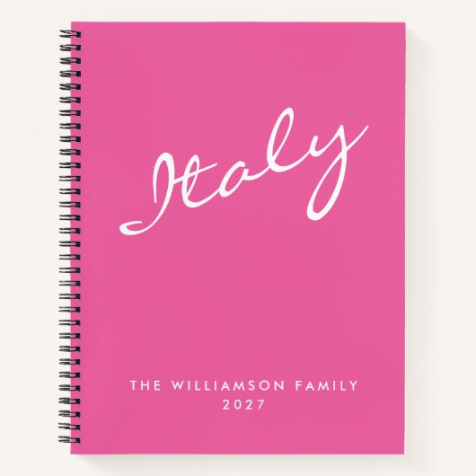 Minimalistisch warm roze script - Aangepast reizen Notitieboek (Voorkant)