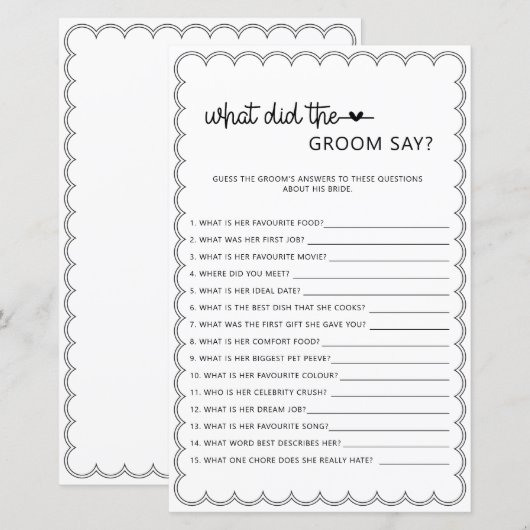 Minimalistisch wat de bruidegom vrijgezellenfeest (Voorkant / Achterkant)