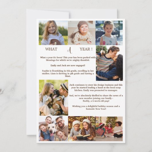 minimalistisch wat een jaar foto-inklage kerst feestdagenkaart (Voorkant)