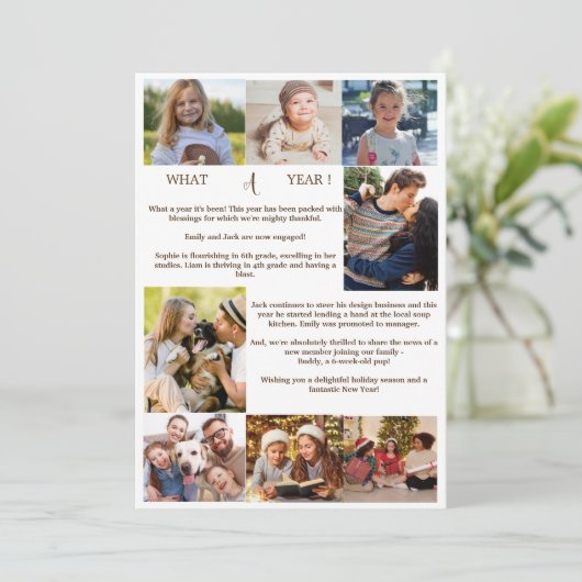 minimalistisch wat een jaar foto-inklage kerst feestdagenkaart (Staand voorkant)