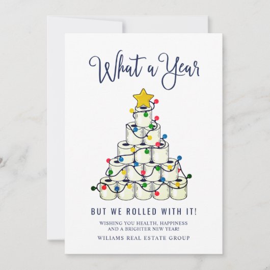 Minimalistisch wat een jaar kerstbedrijf feestdagenkaart (Voorkant)