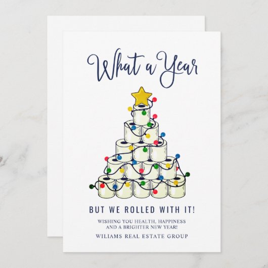 Minimalistisch wat een jaar kerstbedrijf feestdagenkaart (Voorkant / Achterkant)