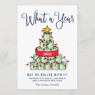 Minimalistisch wat een jaar kerstgroet feestdagenkaart