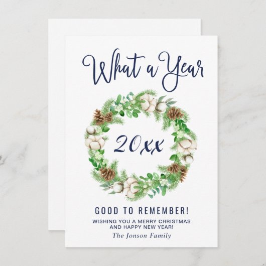 Minimalistisch wat een jaar vrolijk kerstfeest feestdagenkaart (Voorkant / Achterkant)