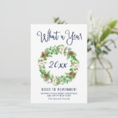 Minimalistisch wat een jaar vrolijk kerstfeest feestdagenkaart (Staand voorkant)