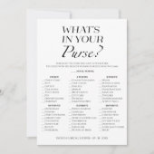 Minimalistisch wat er in je tas spel Kaart zit (Voorkant)