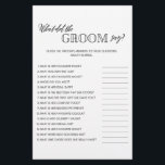 Minimalistisch wat groom vrijgezellenfeest game ze flyer<br><div class="desc">Geniet van je vrijgezellenfeest met deze eenvoudige en leuke games. Bekijk ons collectie voor meer vrijgezellenfeest games in dezelfde stijl. Let erop dat deze games niet bewerkbaar zijn.</div>