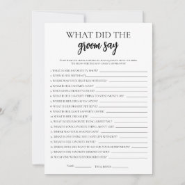 Minimalistisch Wat zei de bruidegom Vrijgezellenfe Kaart