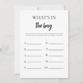 Minimalistisch Wat zit er in uw tas Vrijgezellenfe Kaart (Voorkant)