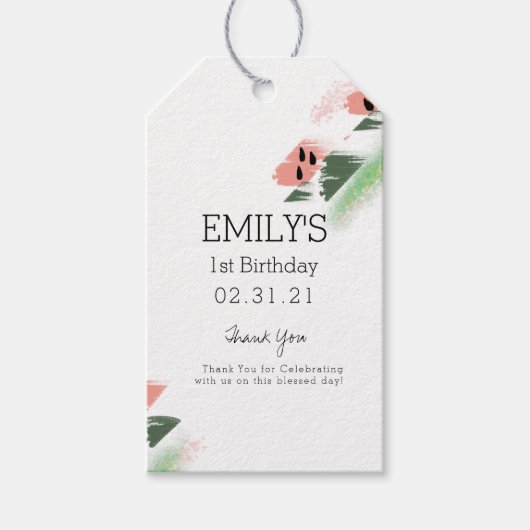 Minimalistisch watermeloen Abstract Painterly Cadeaulabel (Voorkant)