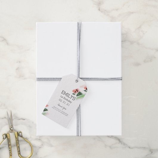 Minimalistisch watermeloen Abstract Painterly Cadeaulabel (Met Touw)