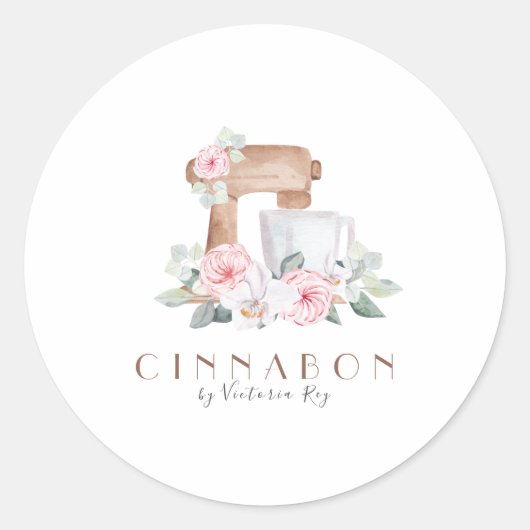 Minimalistisch | WATERVERF | Bakkerij | Categorie Ronde Sticker (Voorkant)