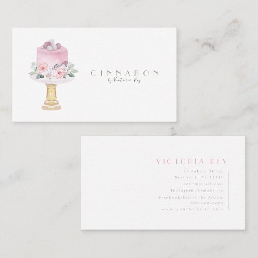 Minimalistisch | WATERVERF | Bakkerij | Catere | C Visitekaartje (Voorkant / Achterkant)