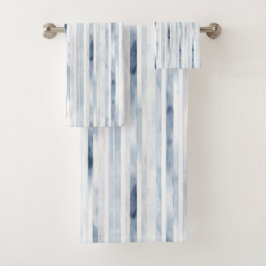 Minimalistisch Waterverf Blauw Streeppatroon Bad Handdoek