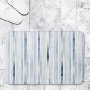 Minimalistisch waterverf blauw streeppatroon badmat