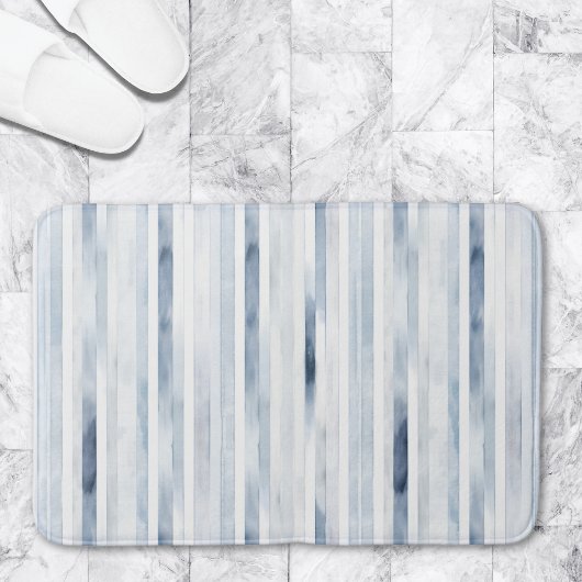 Minimalistisch waterverf blauw streeppatroon badmat