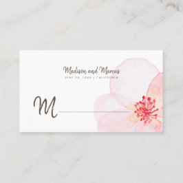 Minimalistisch + Waterverf Bloemen Trouwplaats Kaa Plaatskaartje