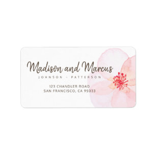 Minimalistisch + Waterverf Bloemenadres Etiket