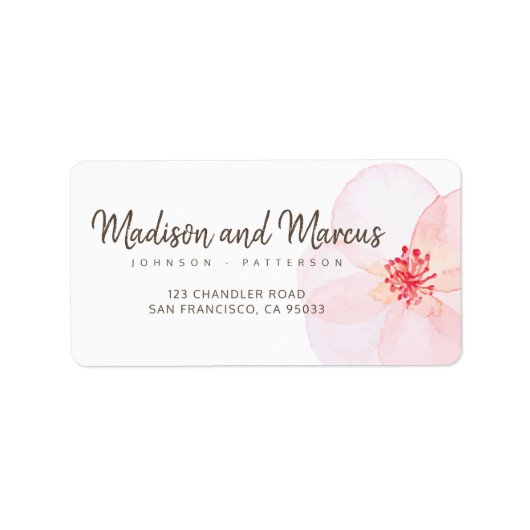 Minimalistisch + Waterverf Bloemenadres Etiket (Voorkant)