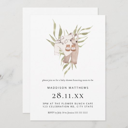 Minimalistisch Waterverf Boy Boho Baby shower Kaart (Voorkant / Achterkant)