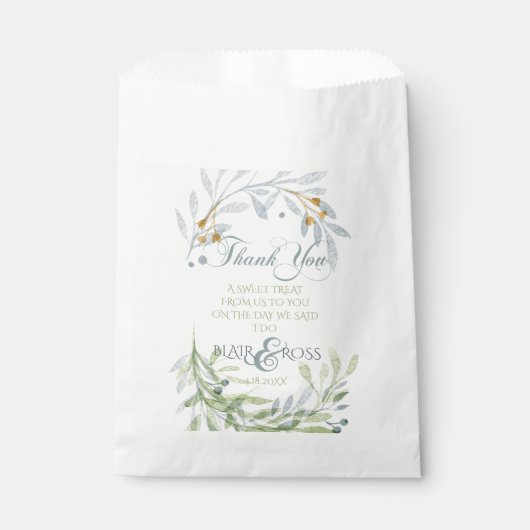 Minimalistisch Waterverf gebladerte dank u Bedankzakje (Voorkant)