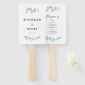 Minimalistisch waterverf groen bruiloft programma handwaaier (Voorkant en achterkant)