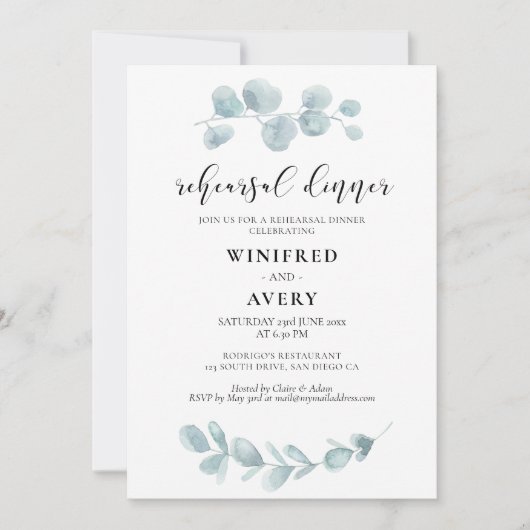 Minimalistisch waterverf groen repetitiediner kaart (Voorkant)