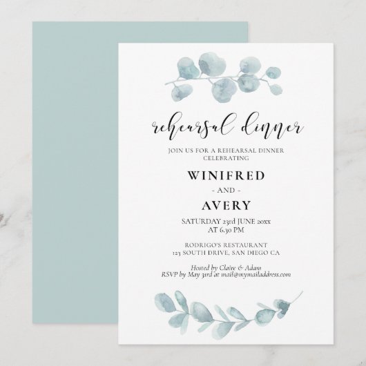 Minimalistisch waterverf groen repetitiediner kaart (Voorkant / Achterkant)