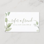 Minimalistisch Waterverf groen verlaat modern Aanbevelingskaartje (Voorkant)