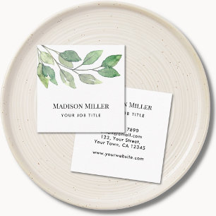 minimalistisch Waterverf groen Vierkante Visitekaartje