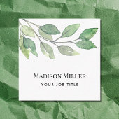minimalistisch Waterverf groen Vierkante Visitekaartje