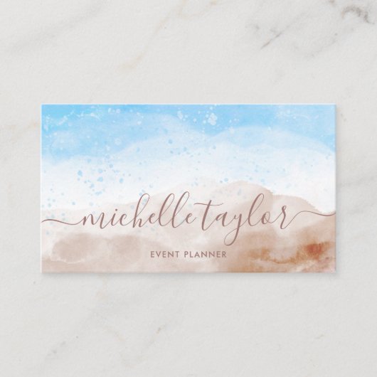 Minimalistisch waterverf handtekening script visitekaartje (Voorkant)