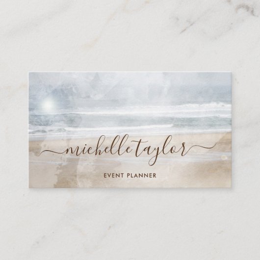 Minimalistisch waterverf handtekening script visitekaartje (Voorkant)