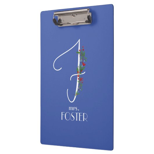 Minimalistisch waterverf monogram F Docent Klembord (Links)