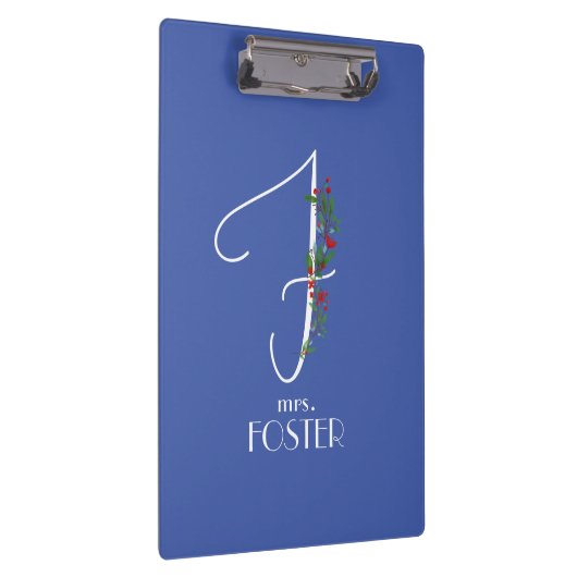 Minimalistisch waterverf monogram F Docent Klembord (Rechts)