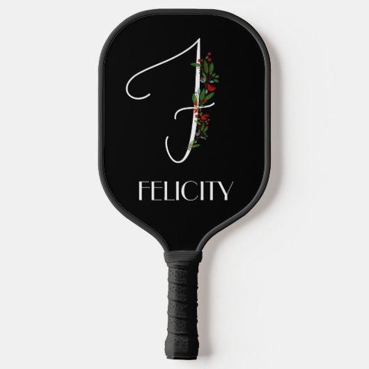 Minimalistisch waterverf monogram F Docent Pickleball Paddle (Achterkant)
