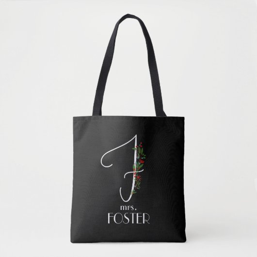 Minimalistisch waterverf monogram F Docent Tote Bag (Voorkant)