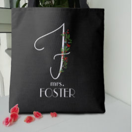 Minimalistisch waterverf monogram F Docent Tote Bag
