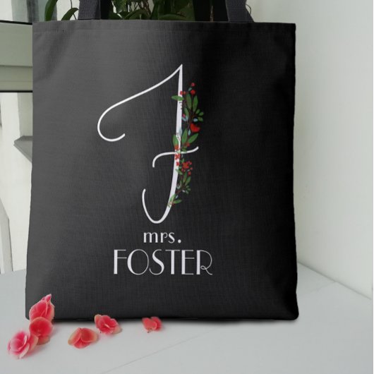 Minimalistisch waterverf monogram F Docent Tote Bag